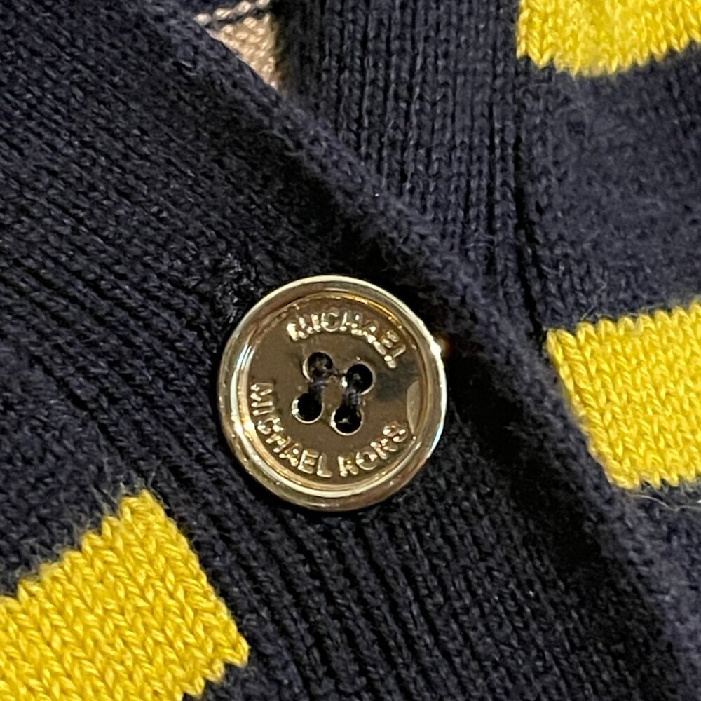 MICHAEL Michael Kors Striped Button Down Cardigan Sweater Yellow Blue M - Picture 4 of 8